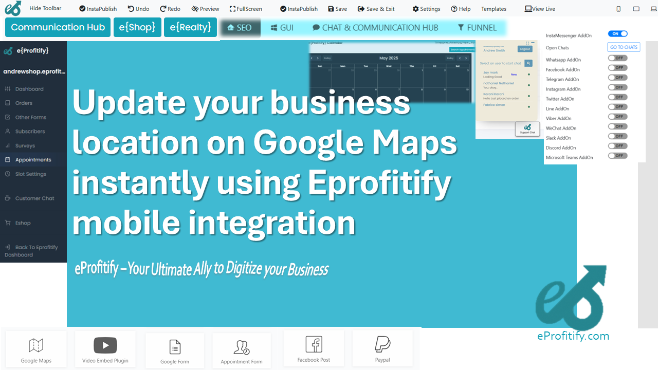 Update your business location on Google Maps instantly using Eprofitify mobile integration